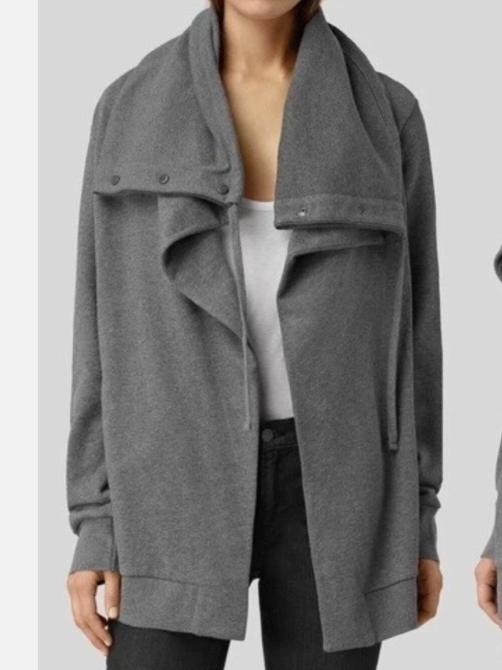 All Saints Brooke Baggy Sweatshirt Cardigan Jacket Pockets Small